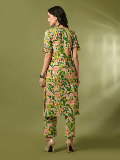 Women's  Multi Printed Cotton Straight Party Kurta Sets