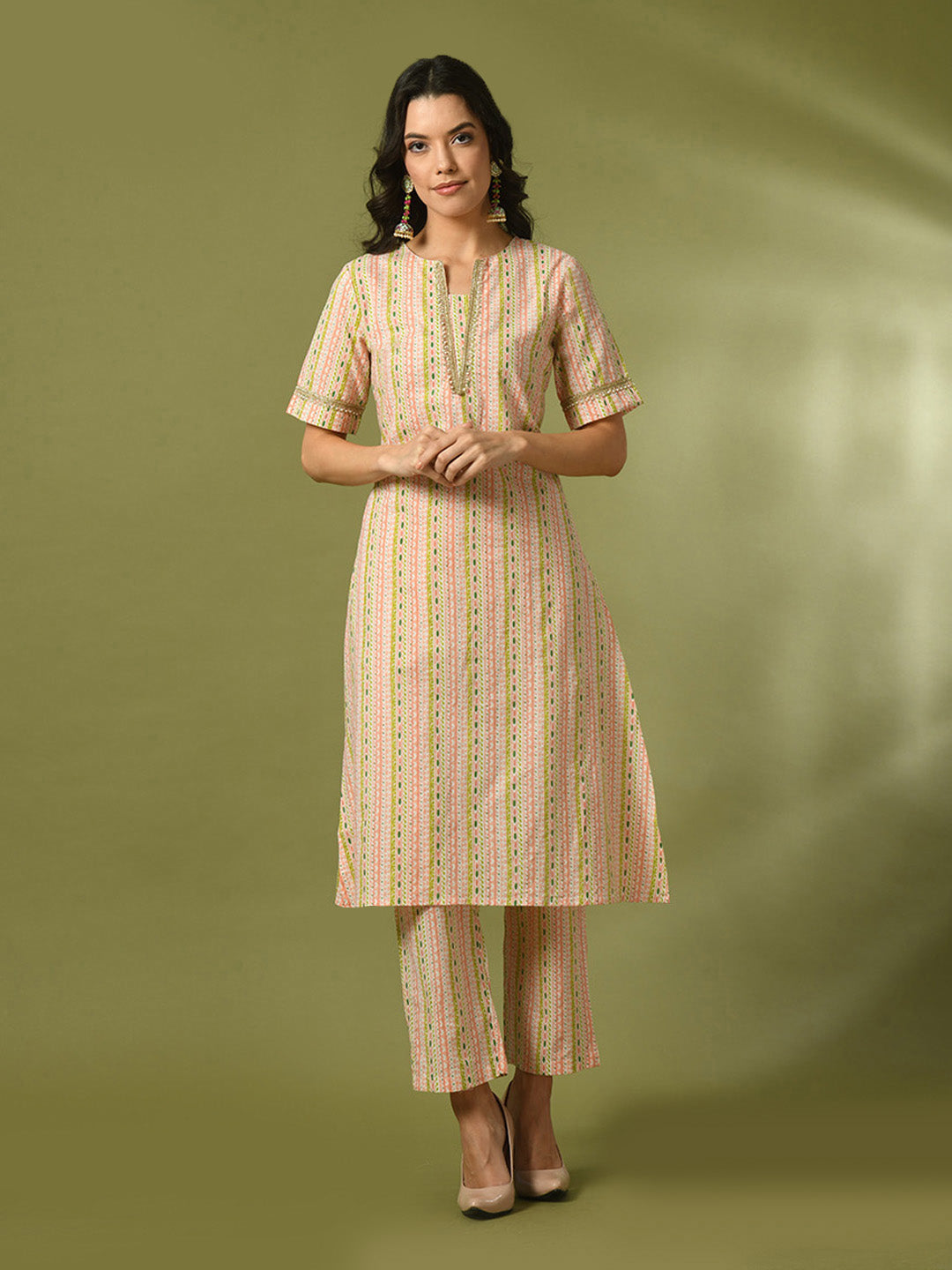 Women's  Multi Printed Cotton Straight Party Kurta Sets