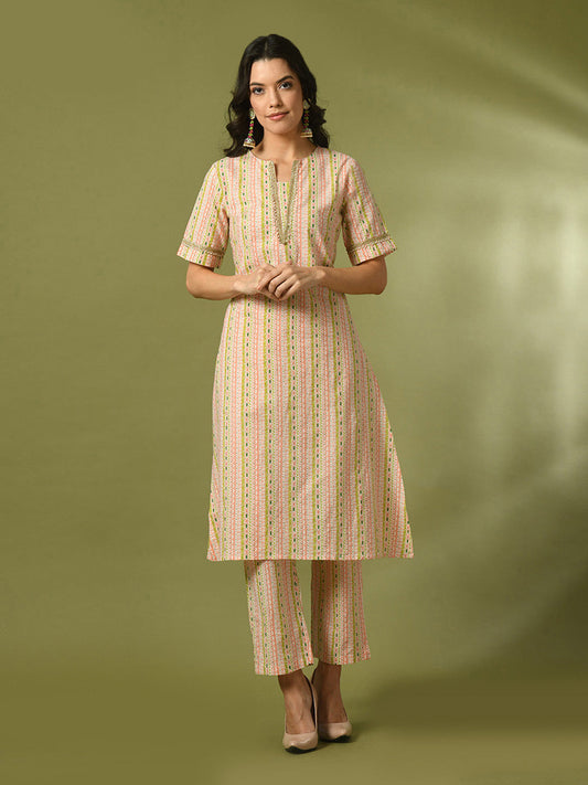 Women's  Multi Printed Cotton Straight Party Kurta Sets