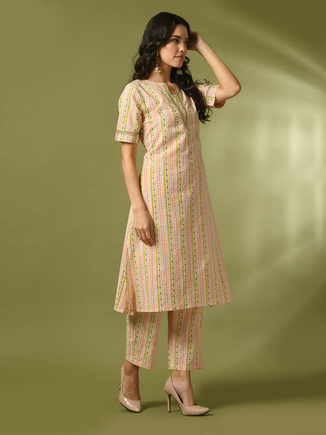 Women's  Multi Printed Cotton Straight Party Kurta Sets