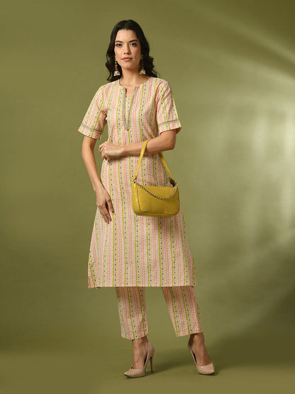 Women's  Multi Printed Cotton Straight Party Kurta Sets