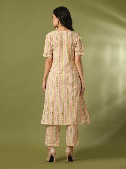 Women's  Multi Printed Cotton Straight Party Kurta Sets