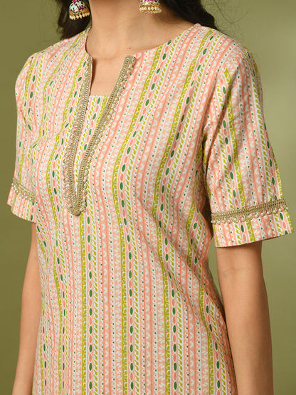 Women's  Multi Printed Cotton Straight Party Kurta Sets