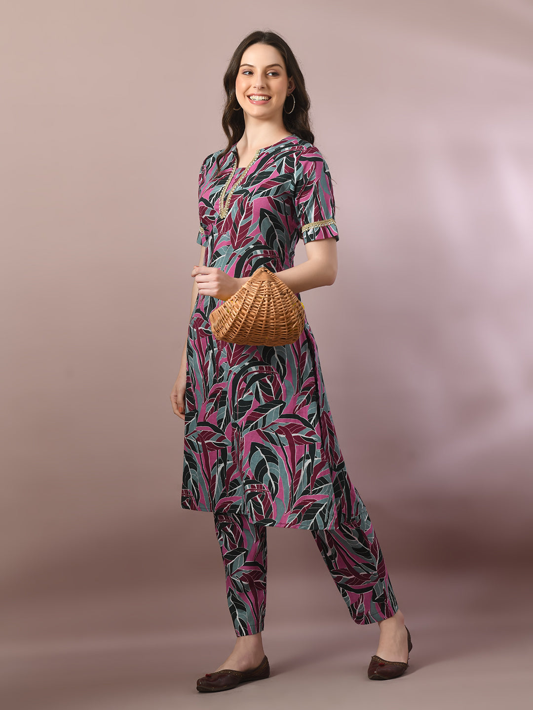 Women's  Multi Printed Cotton Straight Party Kurta Sets