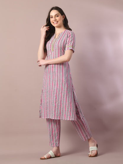 Women's  Multi Printed Cotton Straight Party Kurta Sets