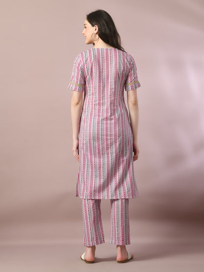 Women's  Multi Printed Cotton Straight Party Kurta Sets