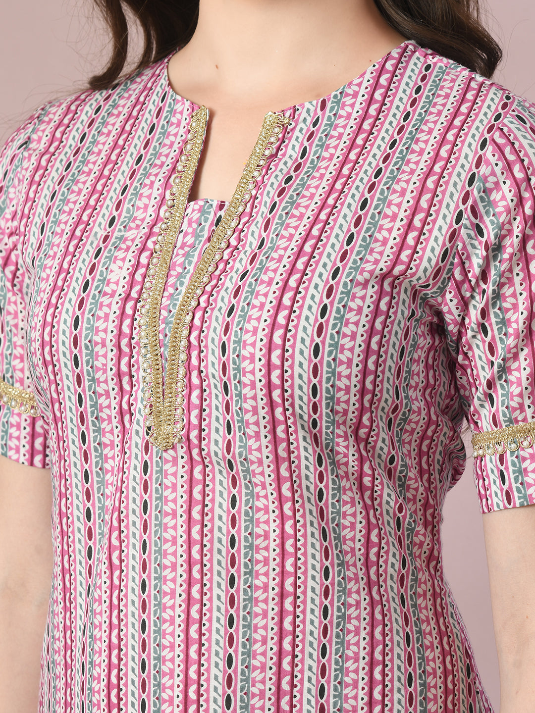 Women's  Multi Printed Cotton Straight Party Kurta Sets