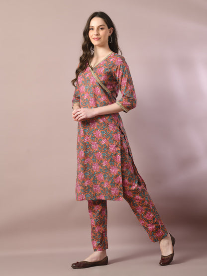 Women's  Multi Printed Cotton Straight Party Kurta Sets