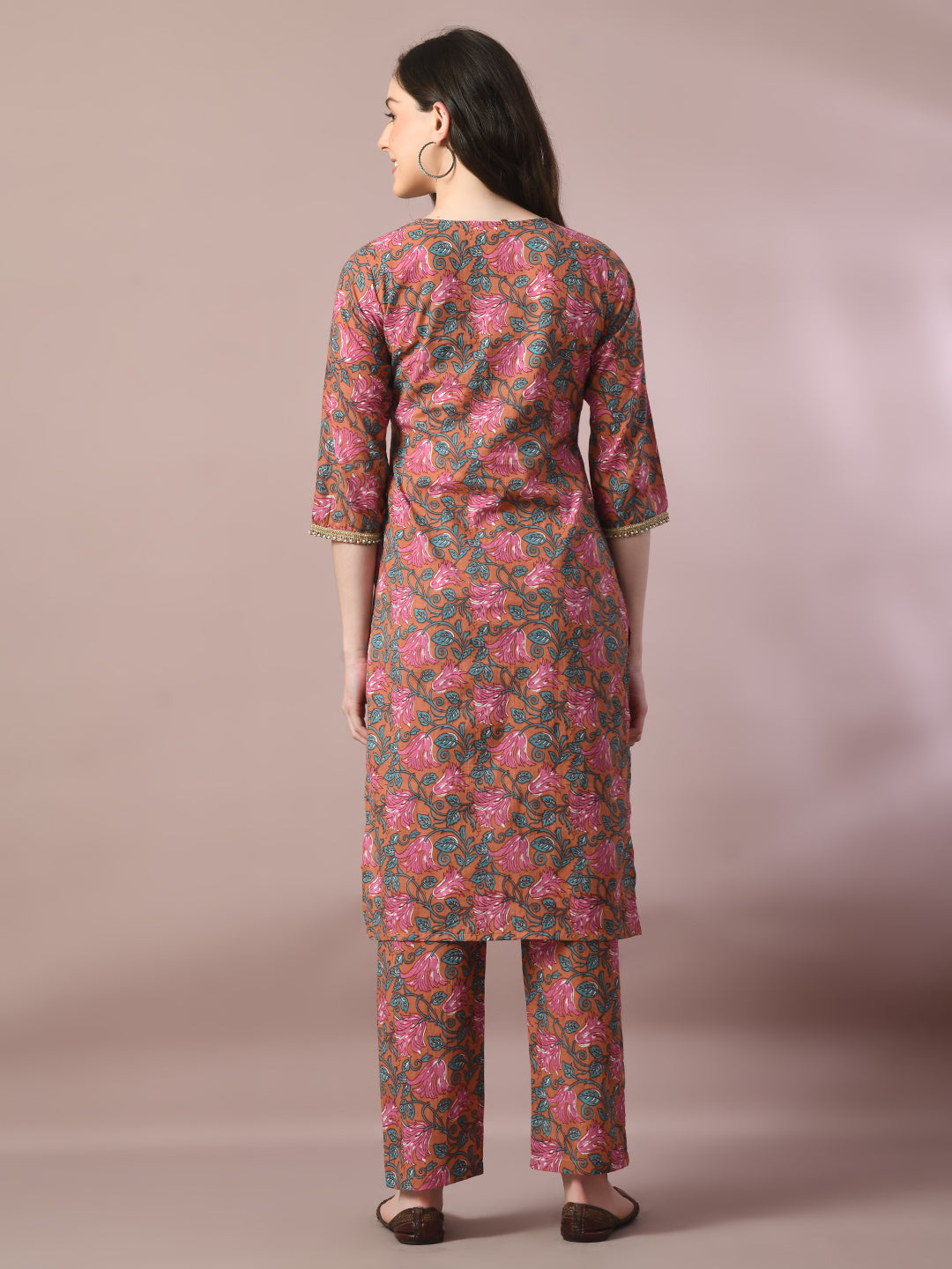 Women's  Multi Printed Cotton Straight Party Kurta Sets
