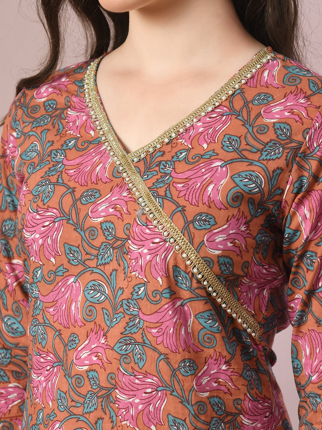 Women's  Multi Printed Cotton Straight Party Kurta Sets