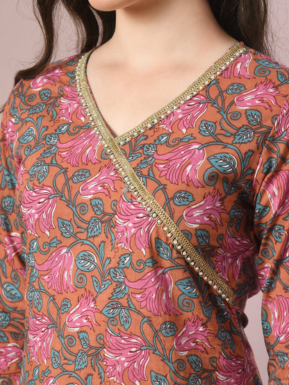 Women's  Multi Printed Cotton Straight Party Kurta Sets