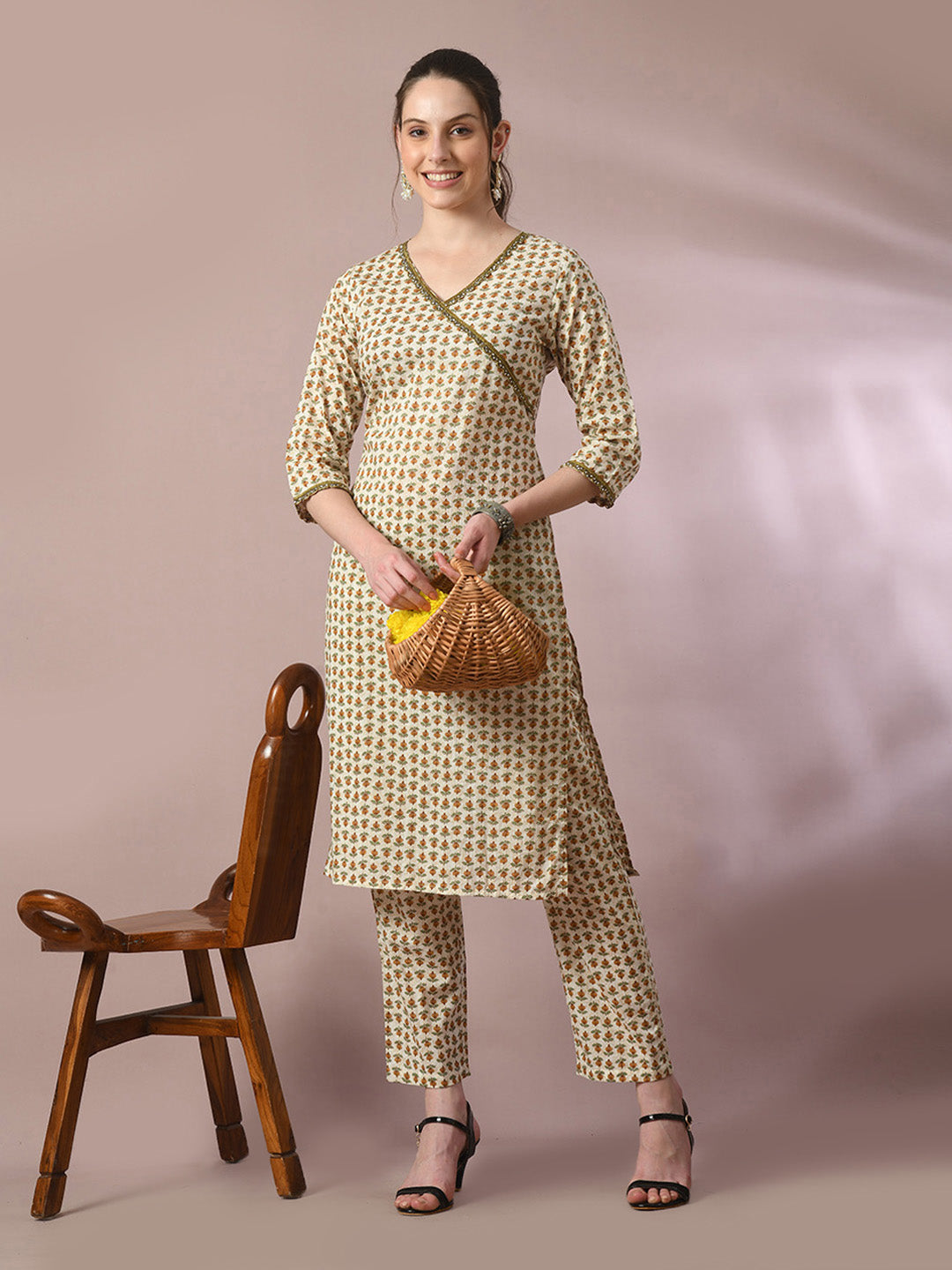Women's  Multi Printed Cotton Straight Party Kurta Sets