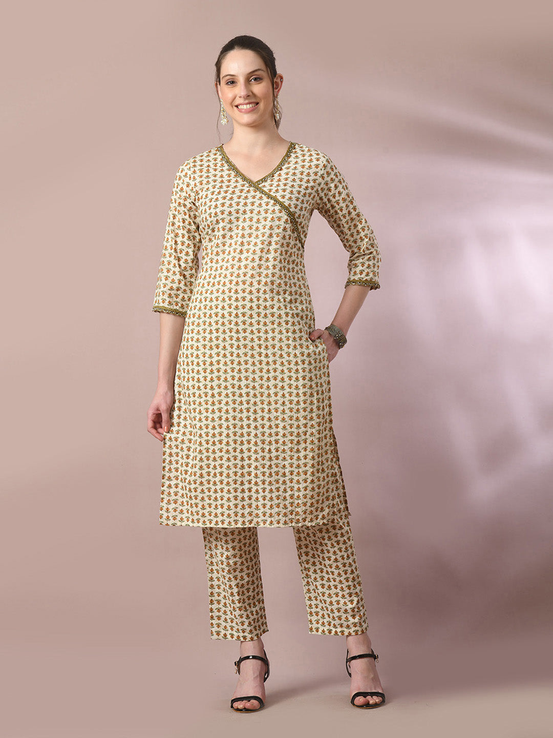 Women's  Multi Printed Cotton Straight Party Kurta Sets