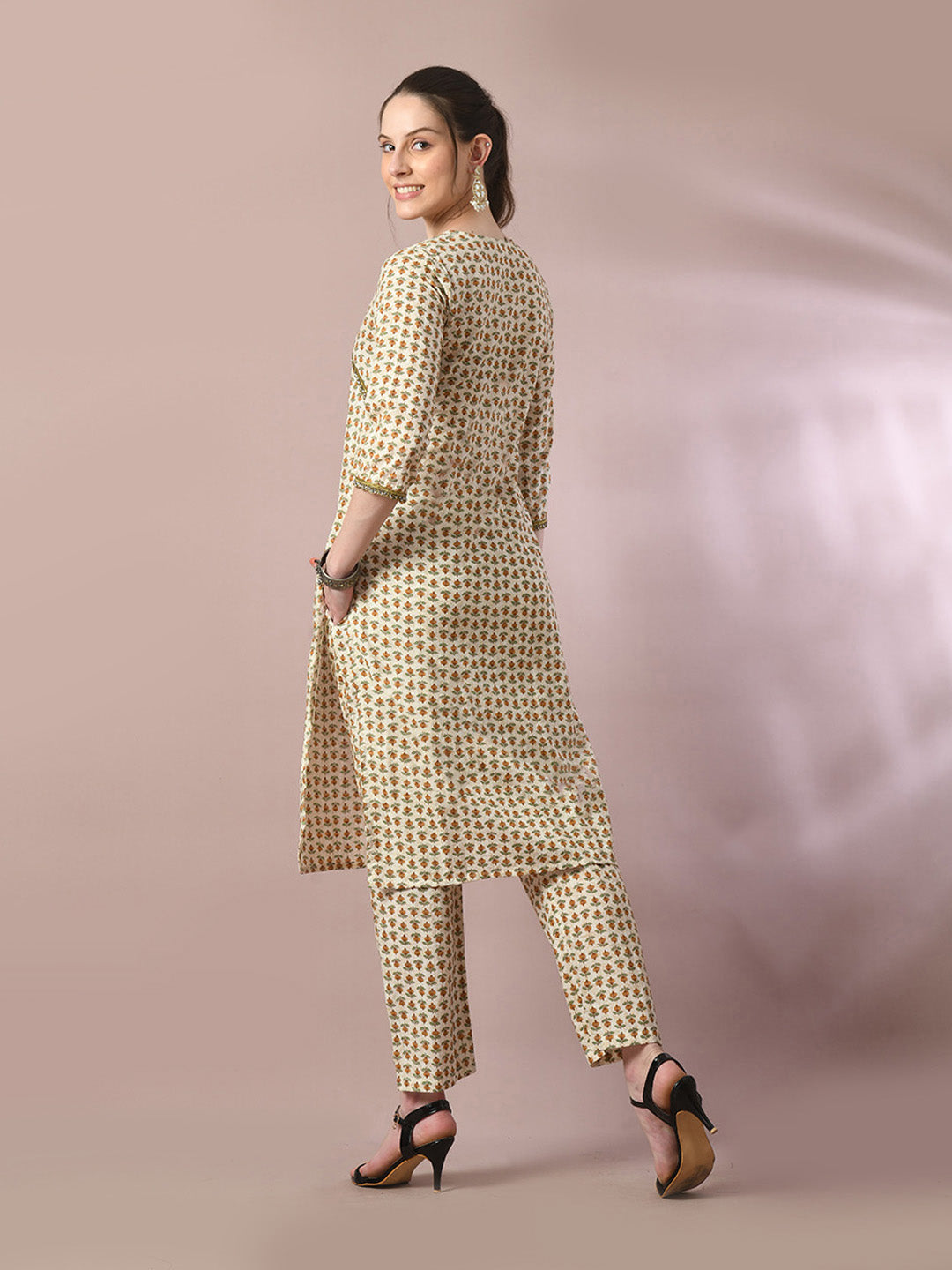 Women's  Multi Printed Cotton Straight Party Kurta Sets