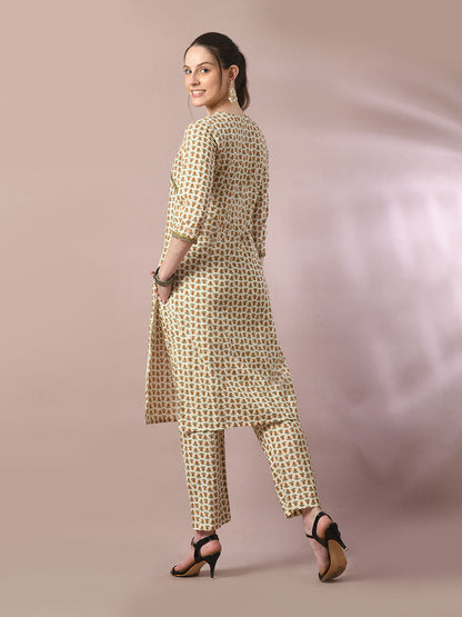 Women's  Multi Printed Cotton Straight Party Kurta Sets