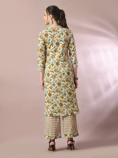 Women's  Multi Printed Cotton Straight Party Kurta Sets