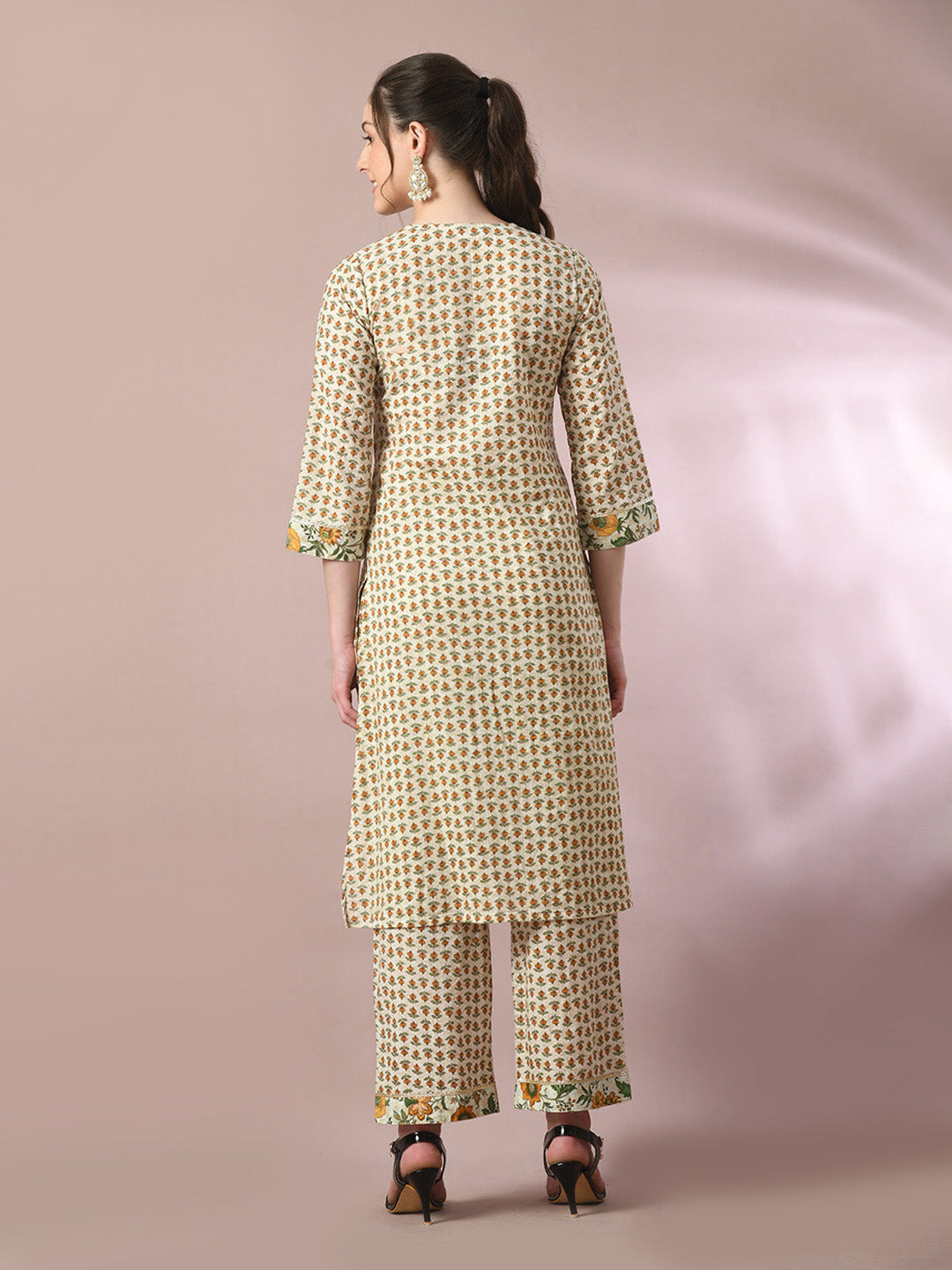 Women's  Multi Printed Cotton Straight Party Kurta Sets