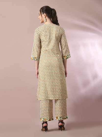 Women's  Multi Printed Cotton Straight Party Kurta Sets