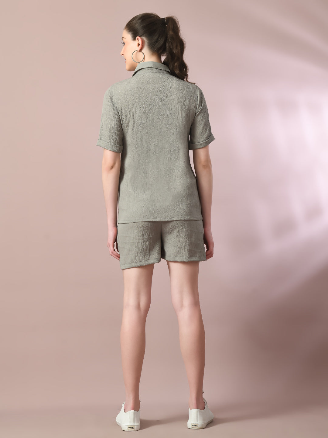 Women's  Grey Solid Regular Fit Shirt