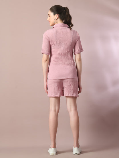 Women's  Pink Solid Regular Fit Shirt