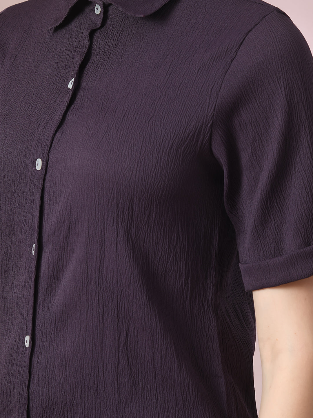 Women's  Violet Solid Regular Fit Shirt