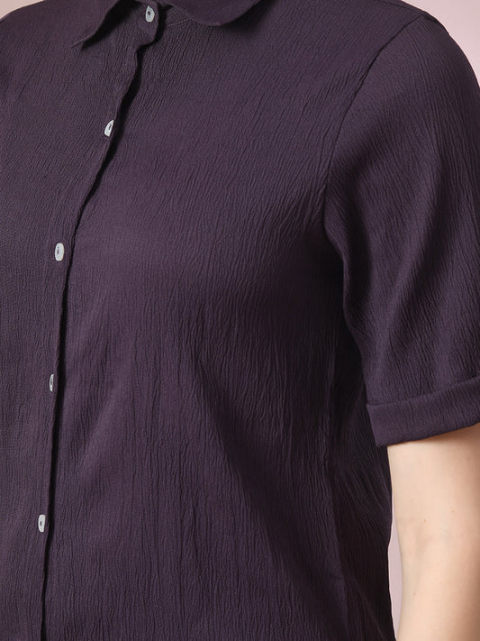 Women's  Violet Solid Regular Fit Shirt