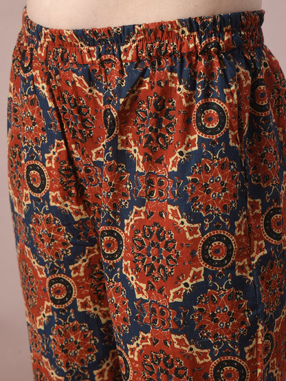 Women's  Multi Printed Cotton Straight Party Kurta Sets With Dupatta