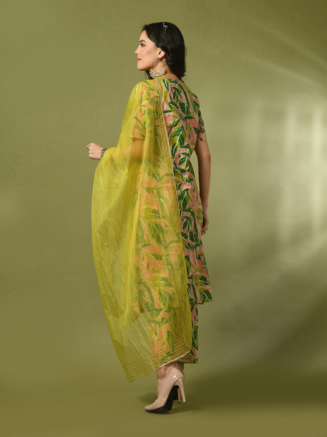 Women's  Multi Printed Cotton Straight Party Kurta Sets With Dupatta