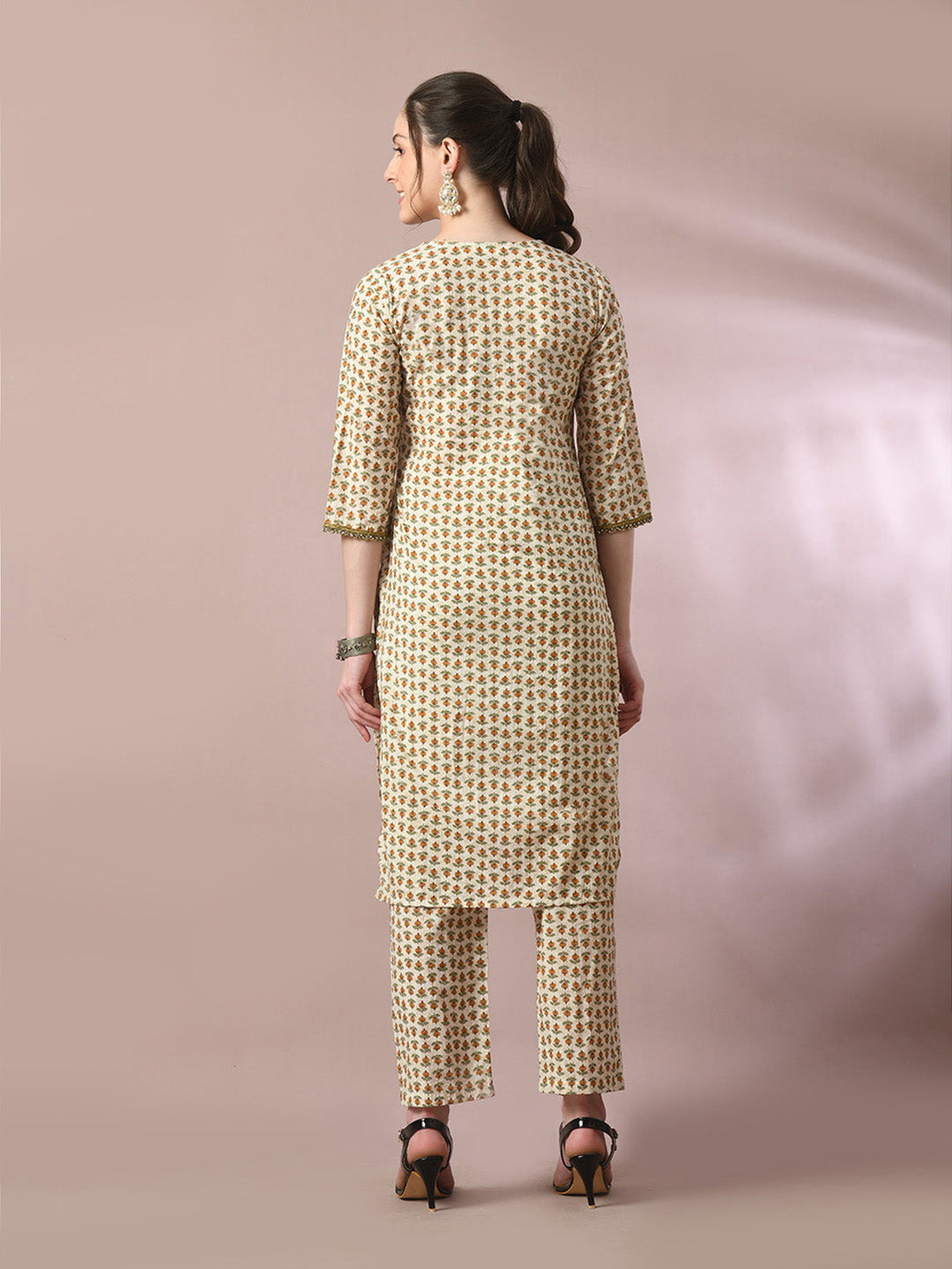 Women's  Multi Printed Cotton Straight Party Kurta Sets With Dupatta