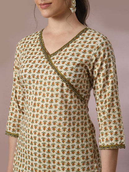 Women's  Multi Printed Cotton Straight Party Kurta Sets With Dupatta