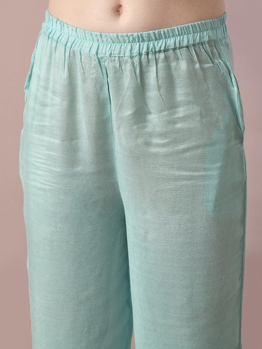 Women's  Sea Green Solid Straight Party Kurta Sets With Dupatta