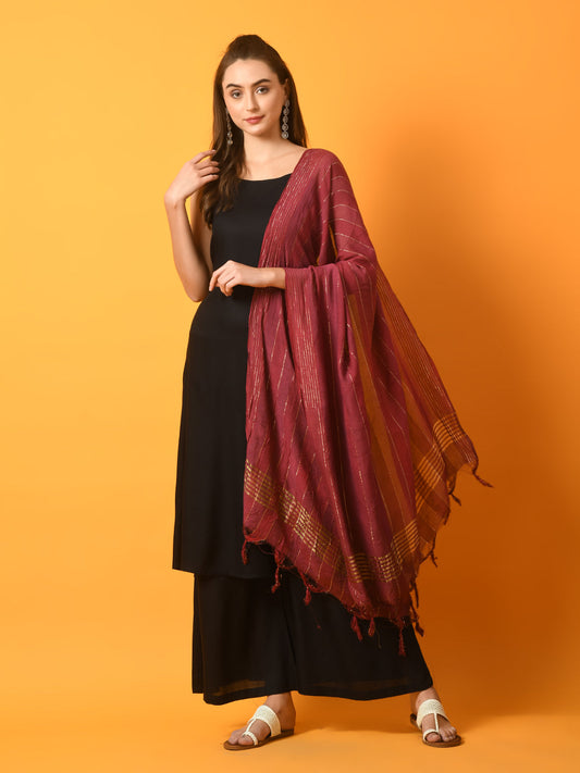 Women's  Black Solid Anarkali Party Kurta Sets With Dupatta