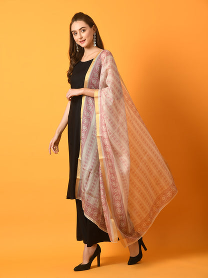 Women's  Black Solid Anarkali Party Kurta Sets With Printed Dupatta