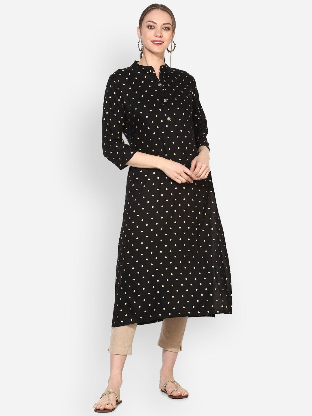 Women's Maroon Rayon Printed Bell Sleeves Round Neck Casual Kurta Only