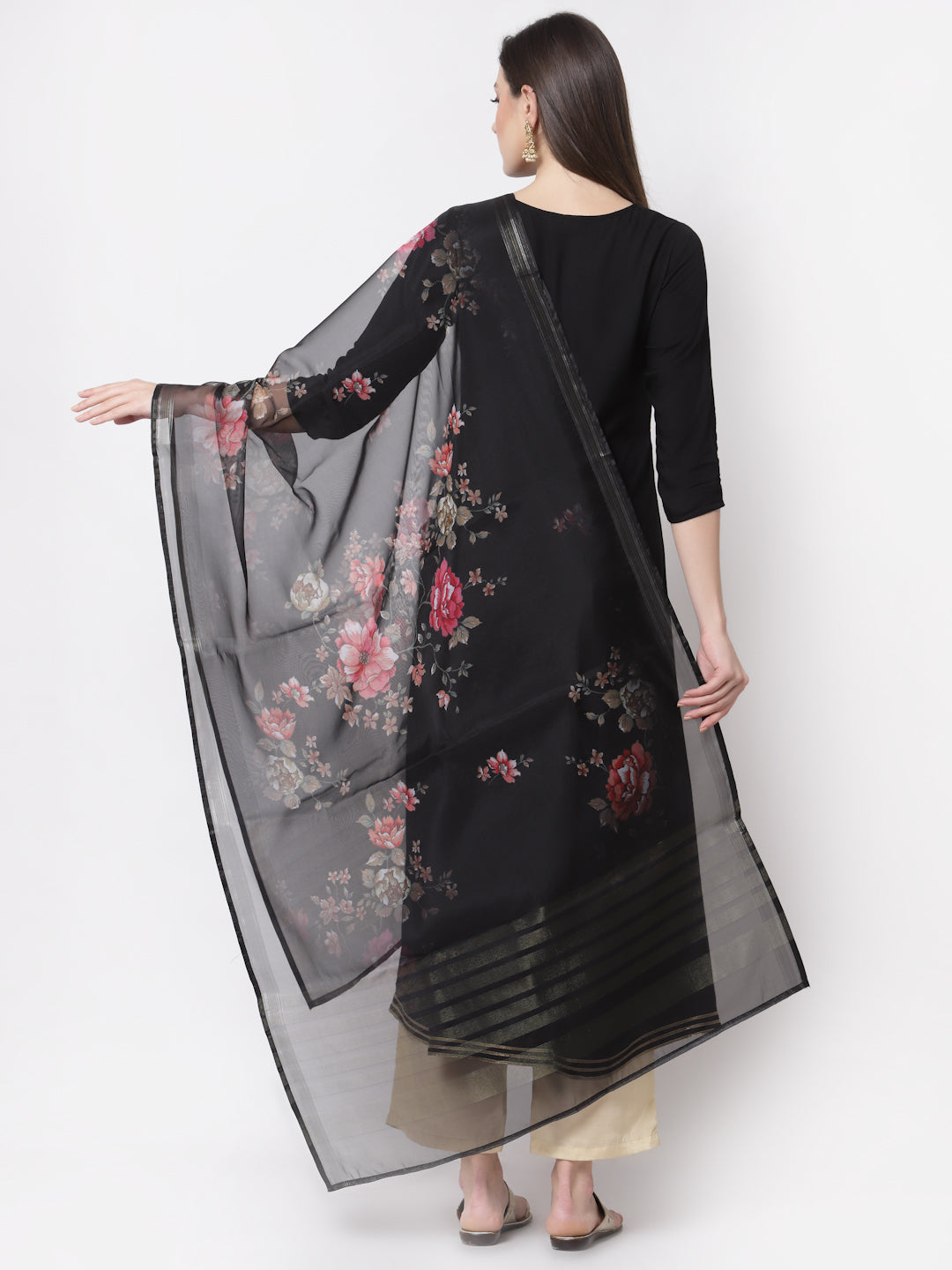 Women's Stylish Rayon V Neck 3/4 Sleeve Embroidered Kurta Dupatta Set