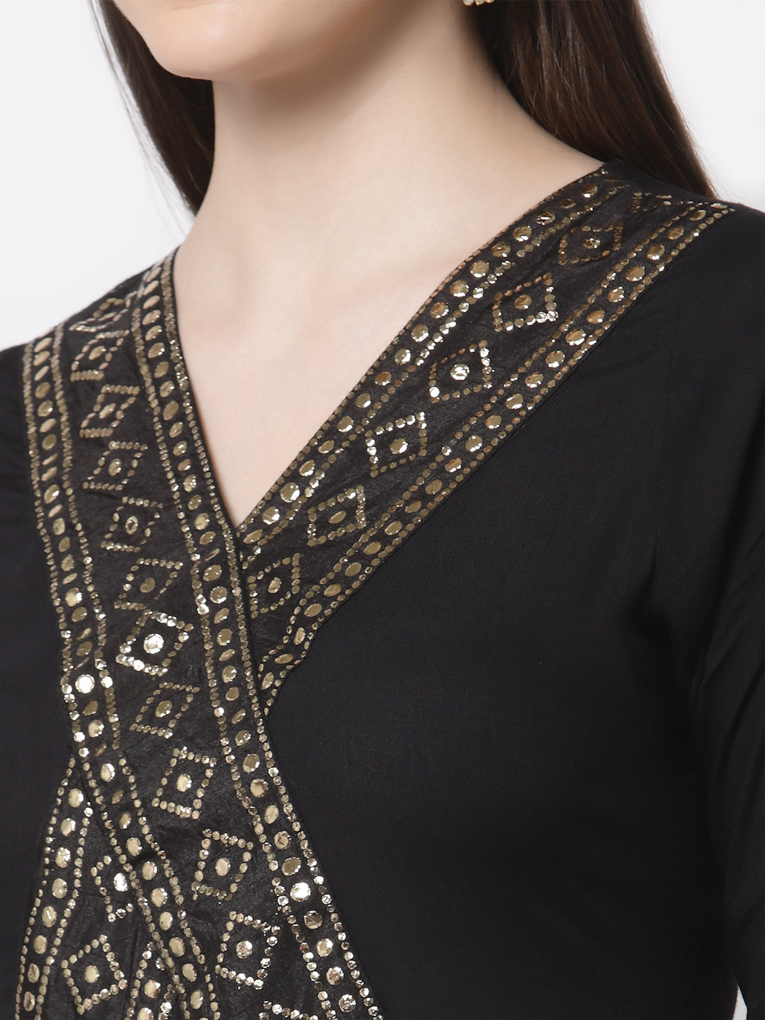 Women's Stylish Rayon V Neck 3/4 Sleeve Embroidered Kurta Dupatta Set