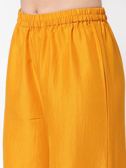 Women's Yellow Silk Kurta with Palazzo and Dupatta set (3 Pc Set)