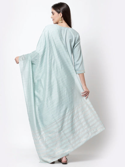 Women Light Blue Silk Blend Suit Set by Myshka (