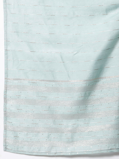 Women Light Blue Silk Blend Suit Set by Myshka (