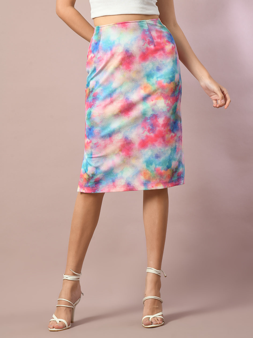 Women's  Multi Printed Knee Length Party Embellished Skirts