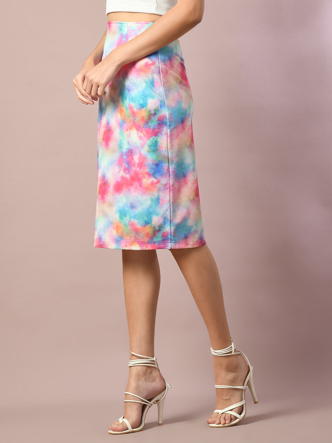 Women's  Multi Printed Knee Length Party Embellished Skirts