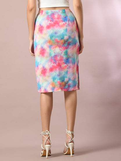 Women's  Multi Printed Knee Length Party Embellished Skirts