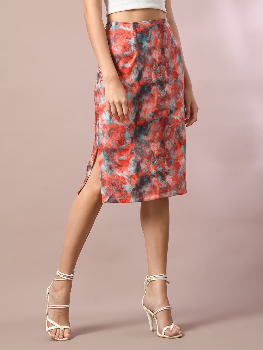 Women's  Multi Printed Knee Length Party Embellished Skirts