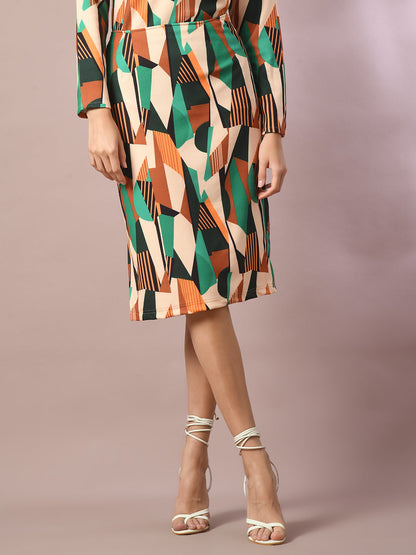Women's  Multi Printed Knee Length Party Embellished Skirts