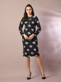 Women's  Black Printed Knee Length Party Embellished Skirts