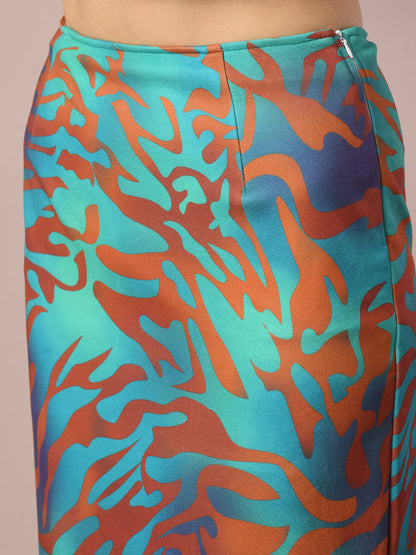 Women's  Multi Printed Knee Length Party Embellished Skirts