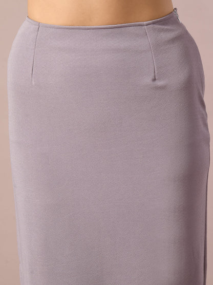 Women's  Lavender Solid Knee Length Party Embellished Skirts