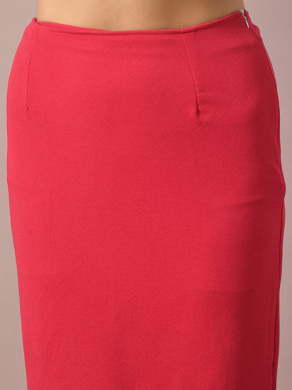 Women's  Pink Solid Knee Length Party Embellished Skirts