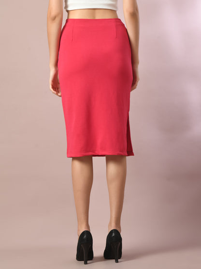 Women's  Pink Solid Knee Length Party Embellished Skirts