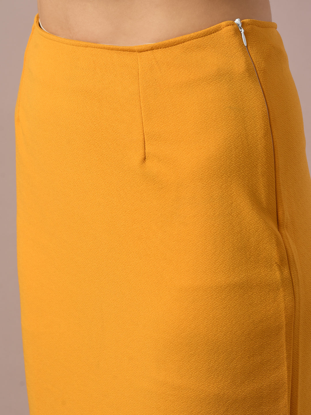 Women's  Yellow Solid Knee Length Party Embellished Skirts